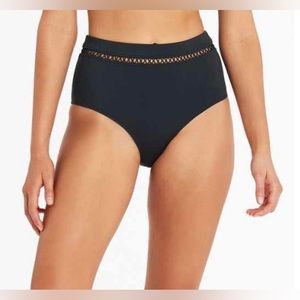 Sea Level High Waist Navy Bikini Bottoms Size 4(US) XS NWT